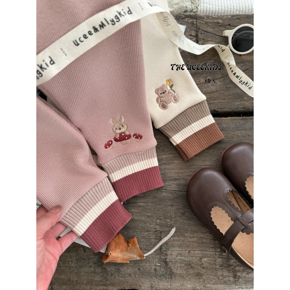 釉兮~刺绣动物打底裤256122