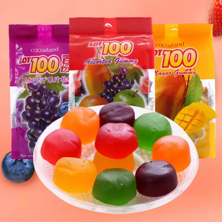 一百份果汁软糖多味水果糖果进口马来浓缩果味酸甜口味零食