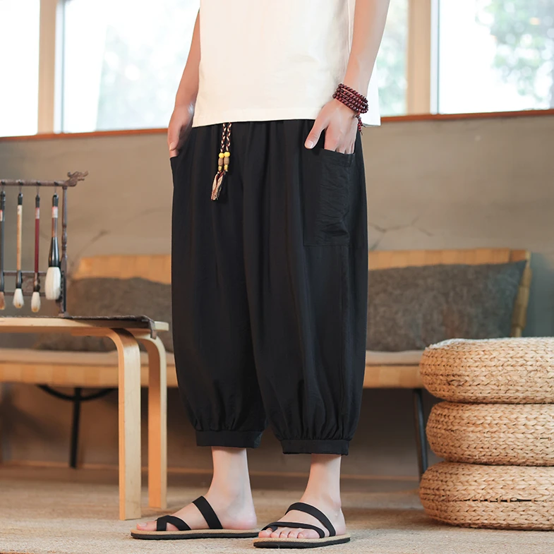 八分裤子男士夏季2025新款宽松大码冰丝阔腿男款直筒七分休闲短裤