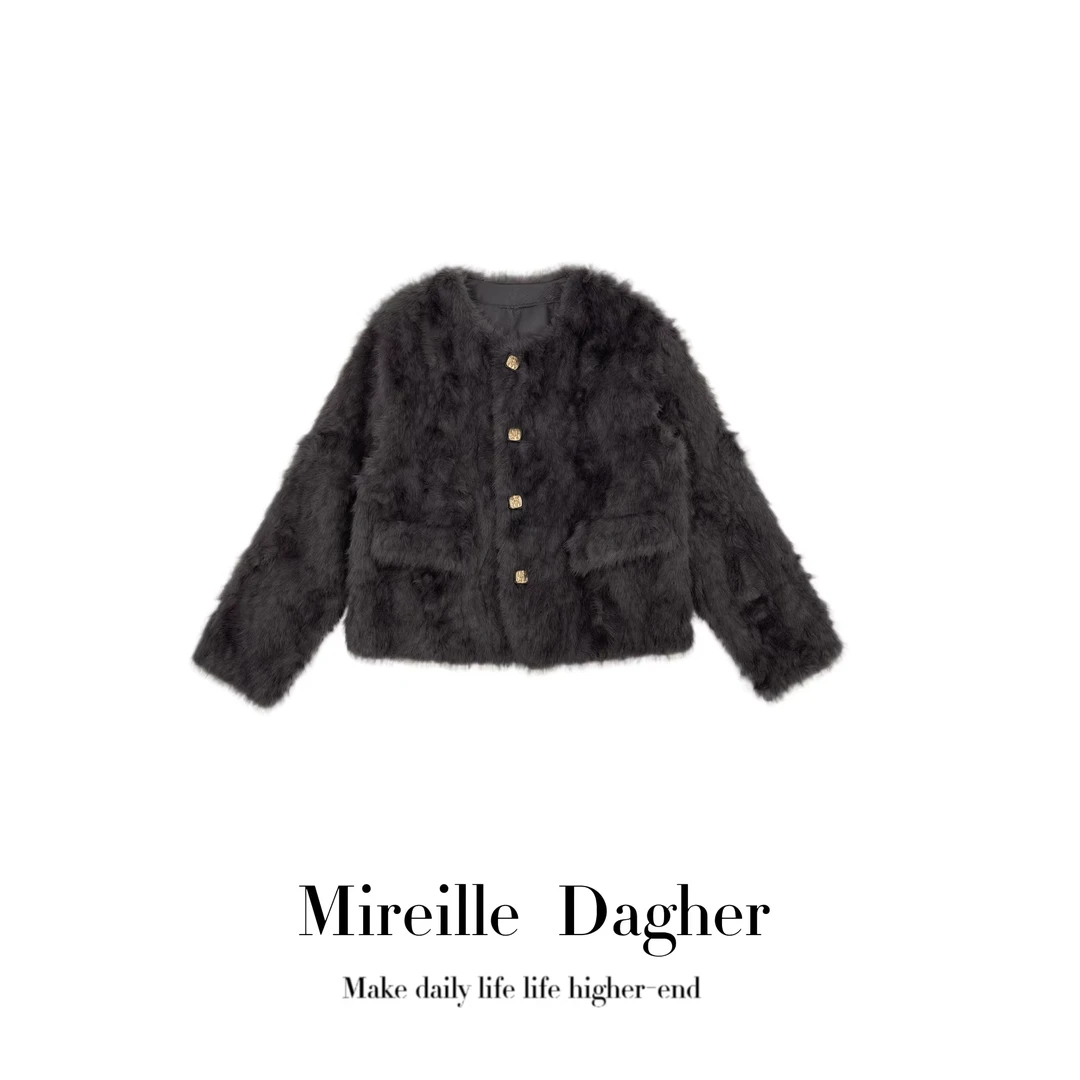 米莱Jiaer/新款洋气气质百搭圆领毛毛外套6693