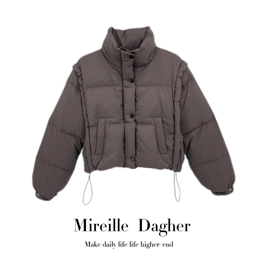 米莱Jiaer/新款纯色减龄带帽抽绳短款羽绒服外99190