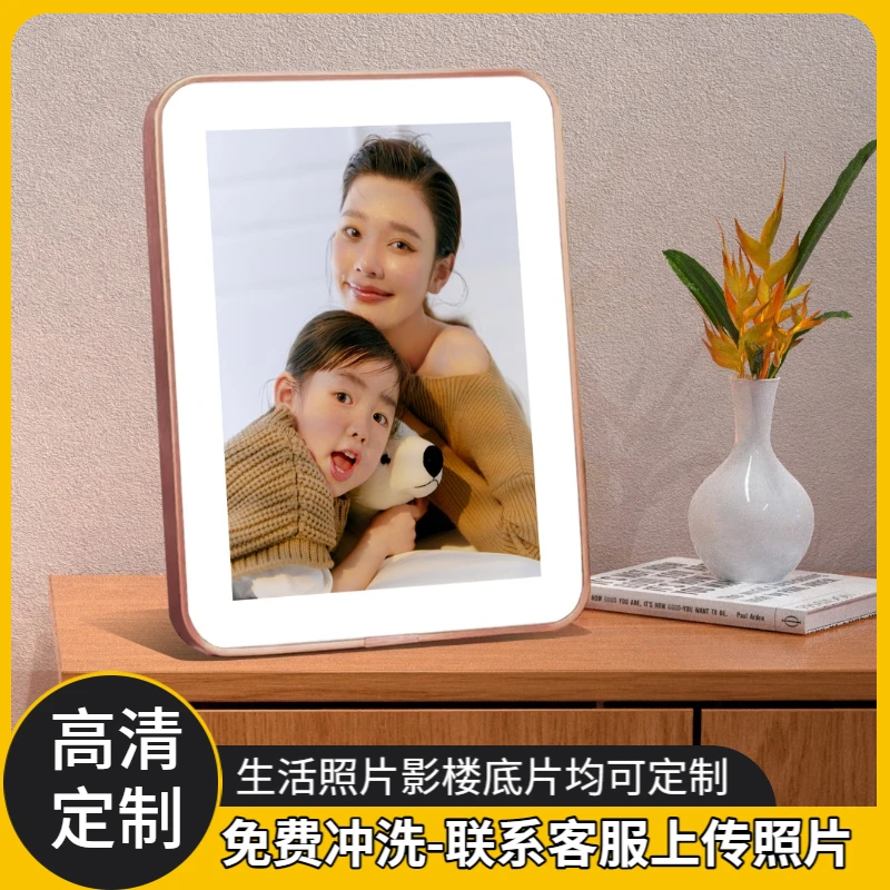 《高端相框精选》10寸铝合金玫瑰金水晶定制父母宝宝照全家福照摆台