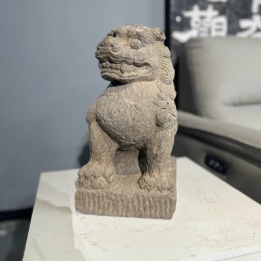 青石案头狮 陈设空间摆放案头不包邮不包邮