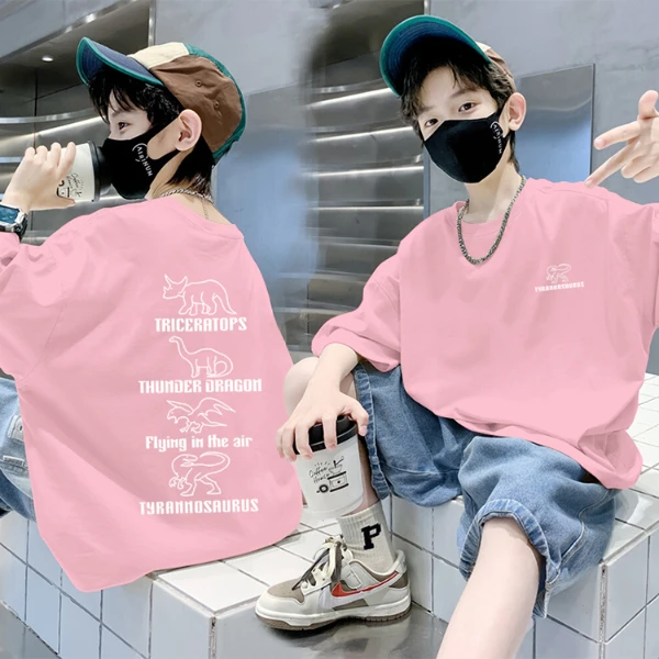 夏季新款百搭100%纯棉儿童t恤中大童上衣T恤夏装男童短袖潮牌炸街