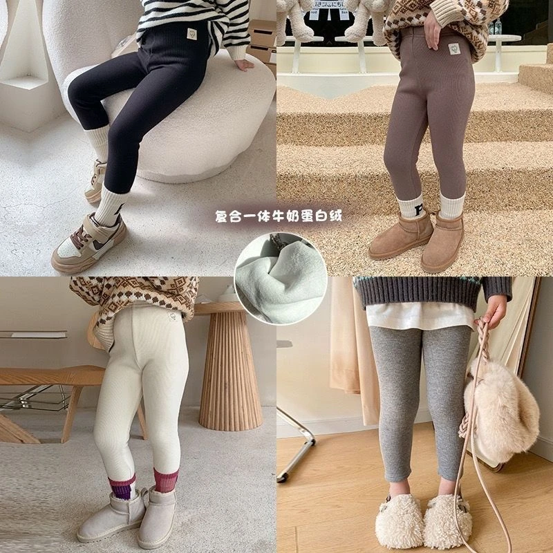 女童高弹加绒打底裤冬装儿童百搭加厚保暖紧身裤宝宝洋气休闲裤子