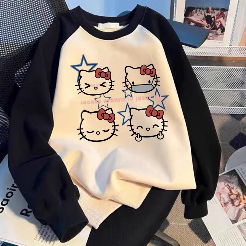 女童卫衣春秋冬加绒儿童装时尚洋气中大童女孩宽松圆领上衣插肩潮