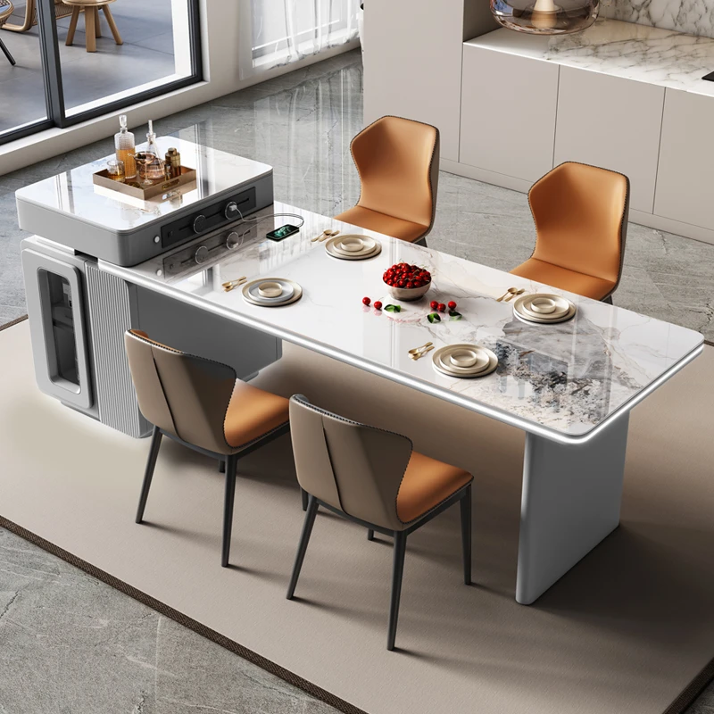 【618活动】伸缩岩板岛台餐桌一体家用小户型长方形中岛台桌椅组合