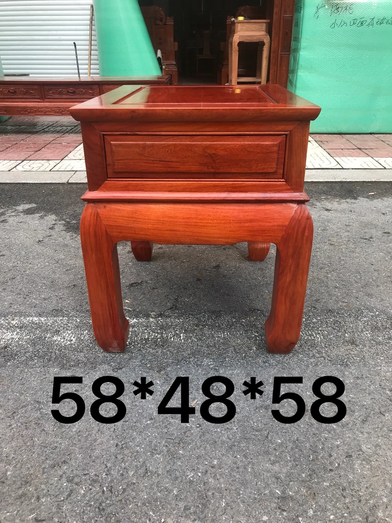 刺猬紫檀角几带抽屉
