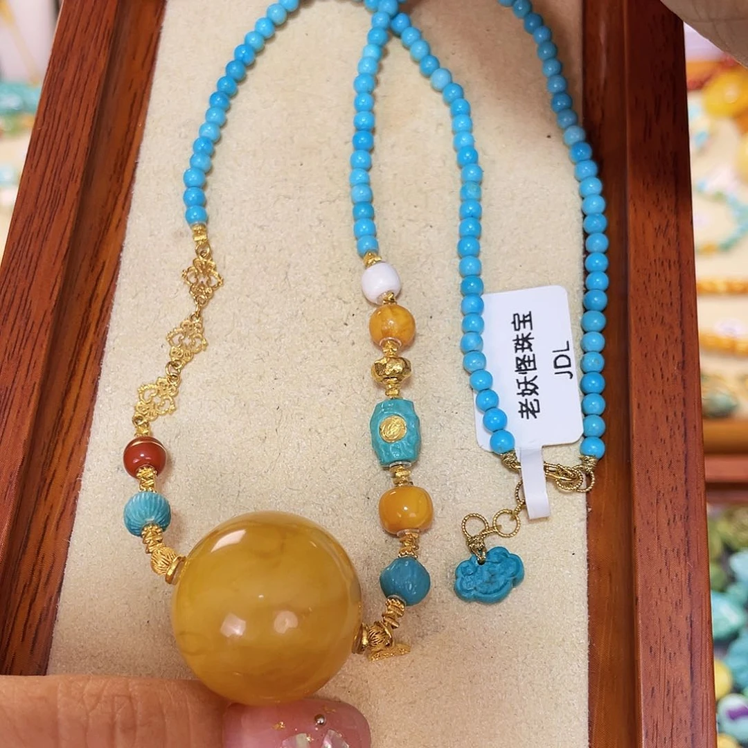 绿松石项链18K金镶嵌