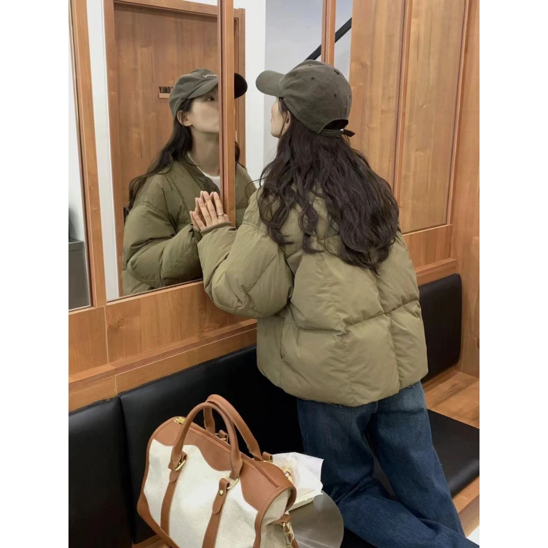 新款2023羽绒服反季韩版女士新款羽绒服短款棒球领休闲加厚面包服