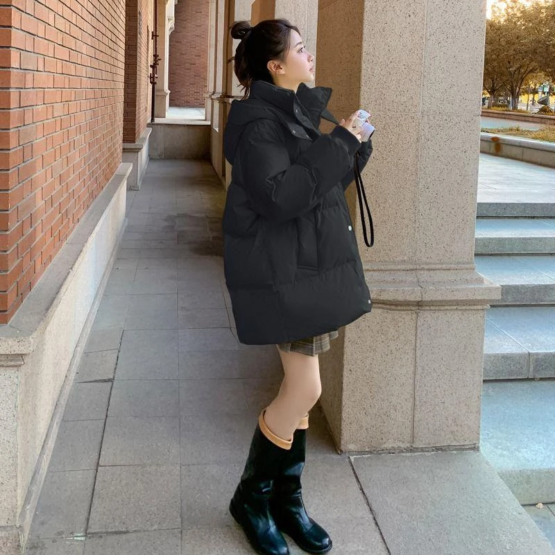 莫莫韩版中长款羽绒羽绒服女小个子2023冬季新款加厚爆款面包服