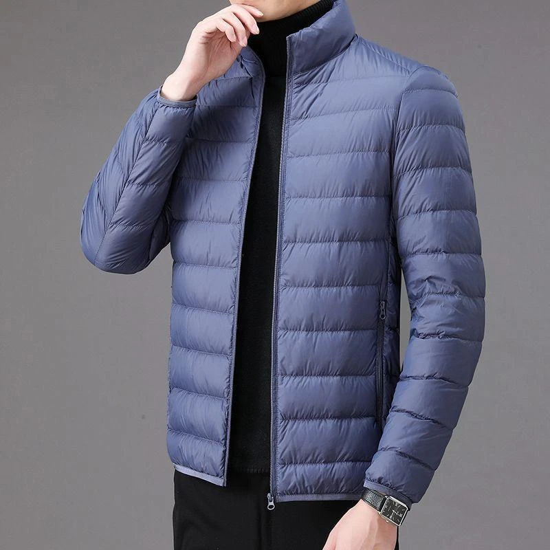 新款2023羽绒服冬季轻薄款羽绒服男短款大码休闲立领保暖上衣爸爸