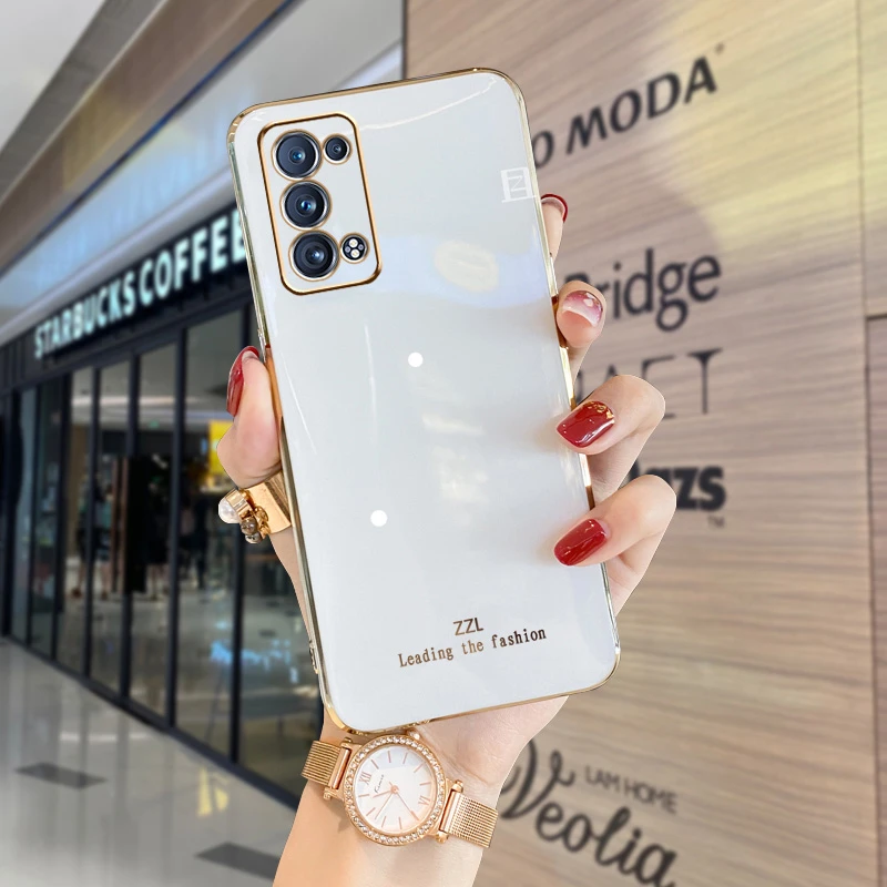 OPPOreno6pro+壳新款镜头全包防摔超薄5G保护套PENM00纯色电镀亮