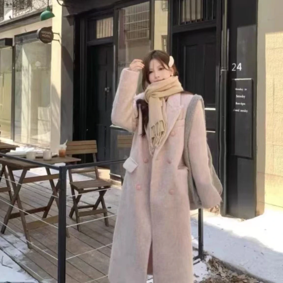 【北海道初雪】2024冬季新款韩版大衣直筒加棉加厚毛呢外套加厚lili
