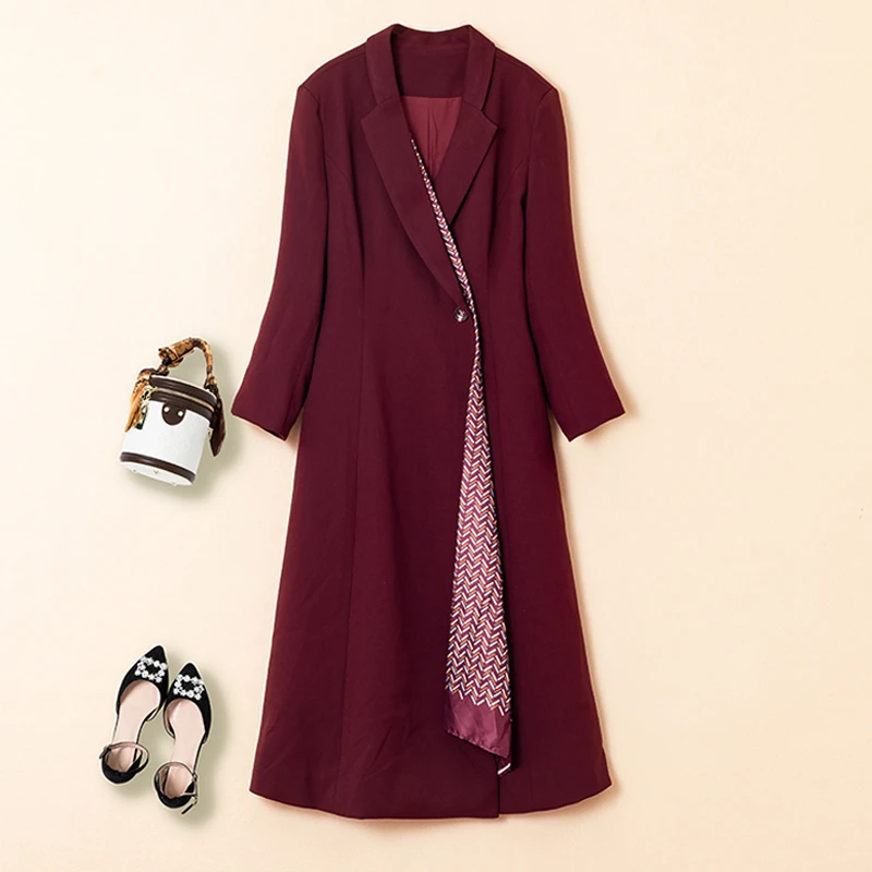 【雅丹】大码西装连衣裙胖妹妹高级感法式冬安可拉红收腰通勤中长裙