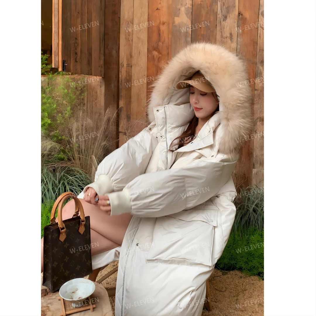 【W-ELEVEN】大毛领羽绒服高端冬季长款上衣宽松抗寒女士韩版外套