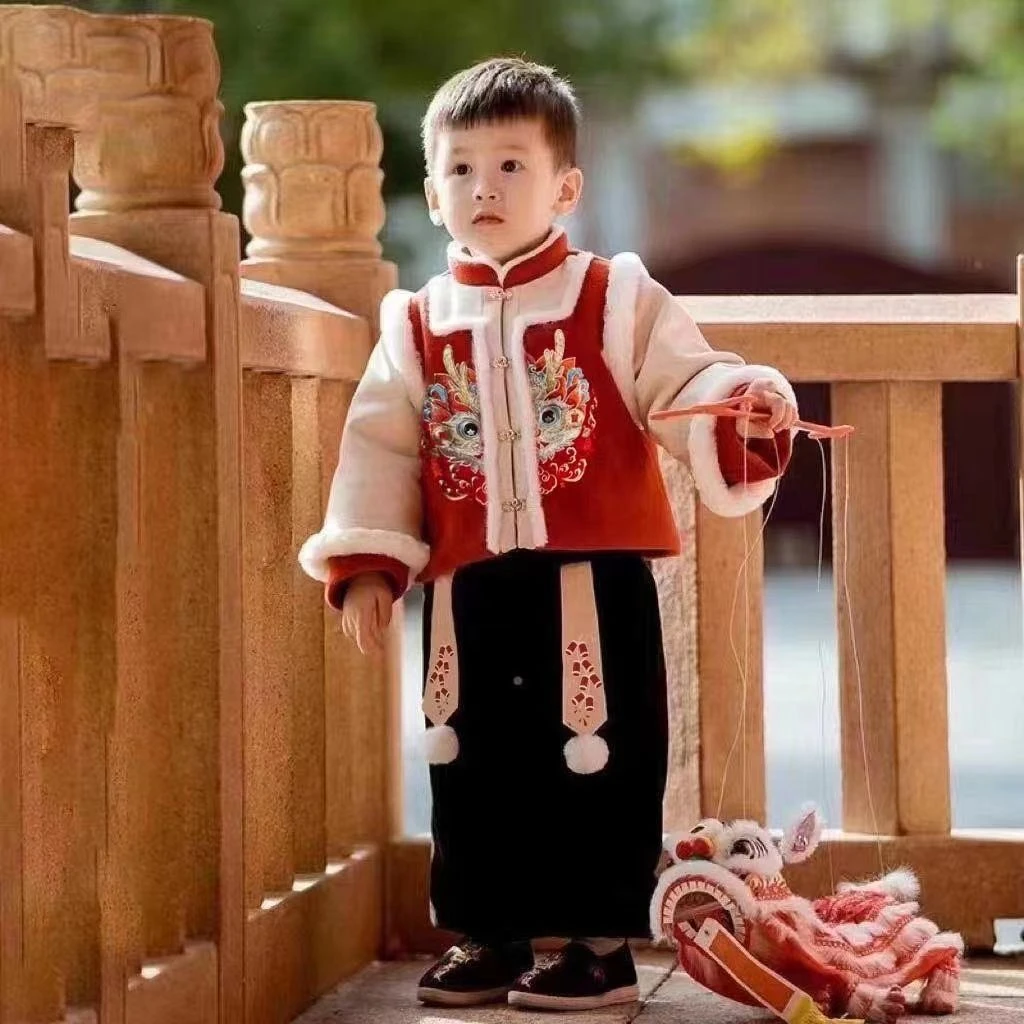 【节后发货】龙年儿童拜年服2024新款汉服男童冬季加厚唐装宝宝周