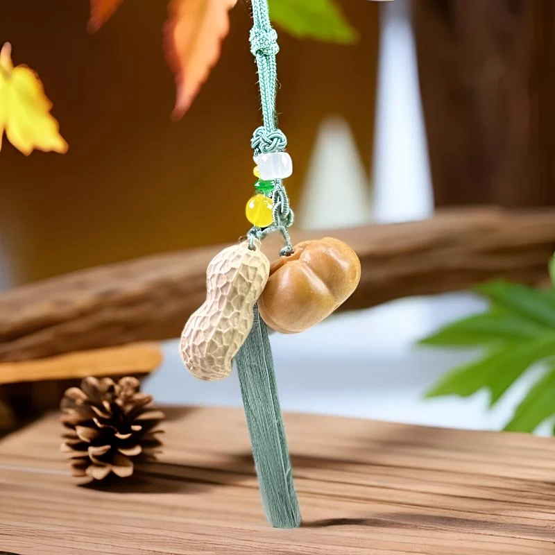 黄杨木/芭比檀香雕刻好柿发生车挂吊坠挂件配饰