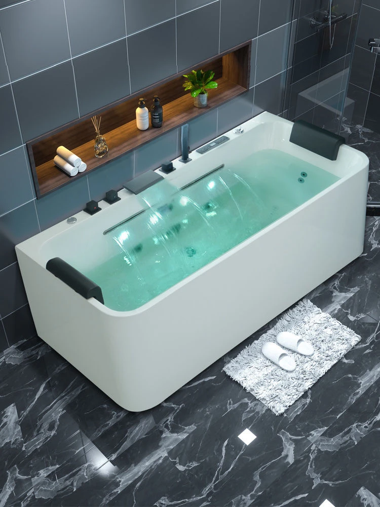 2024年泡澡亚克力一体无缝智能冲浪按摩恒温加热浴缸酒店民宿浴池