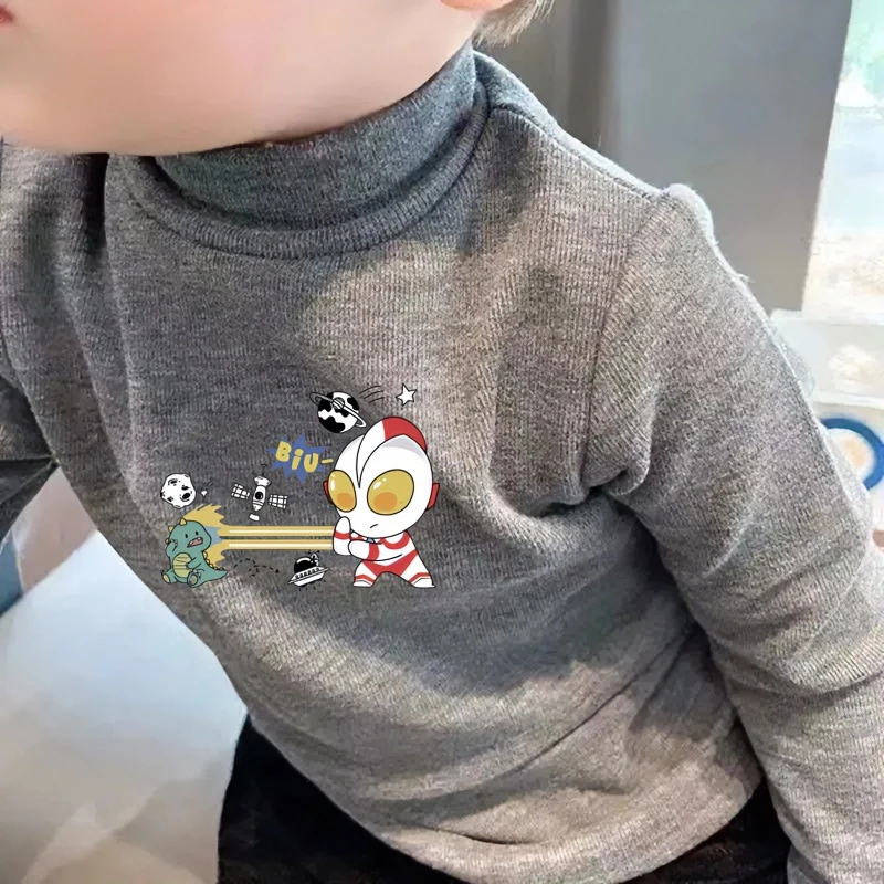 男童德绒半高领保暖长袖打底衫中大童洋气内搭新款宝宝上衣t恤潮