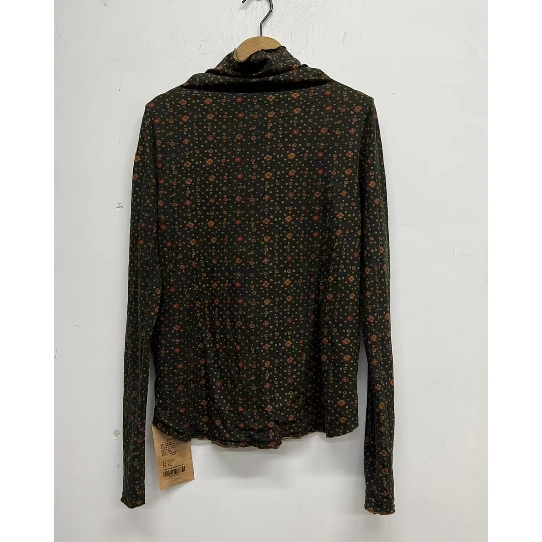 左岸迷香T恤4007花色堆堆领秋冬高领套头长袖印花百搭打底时尚