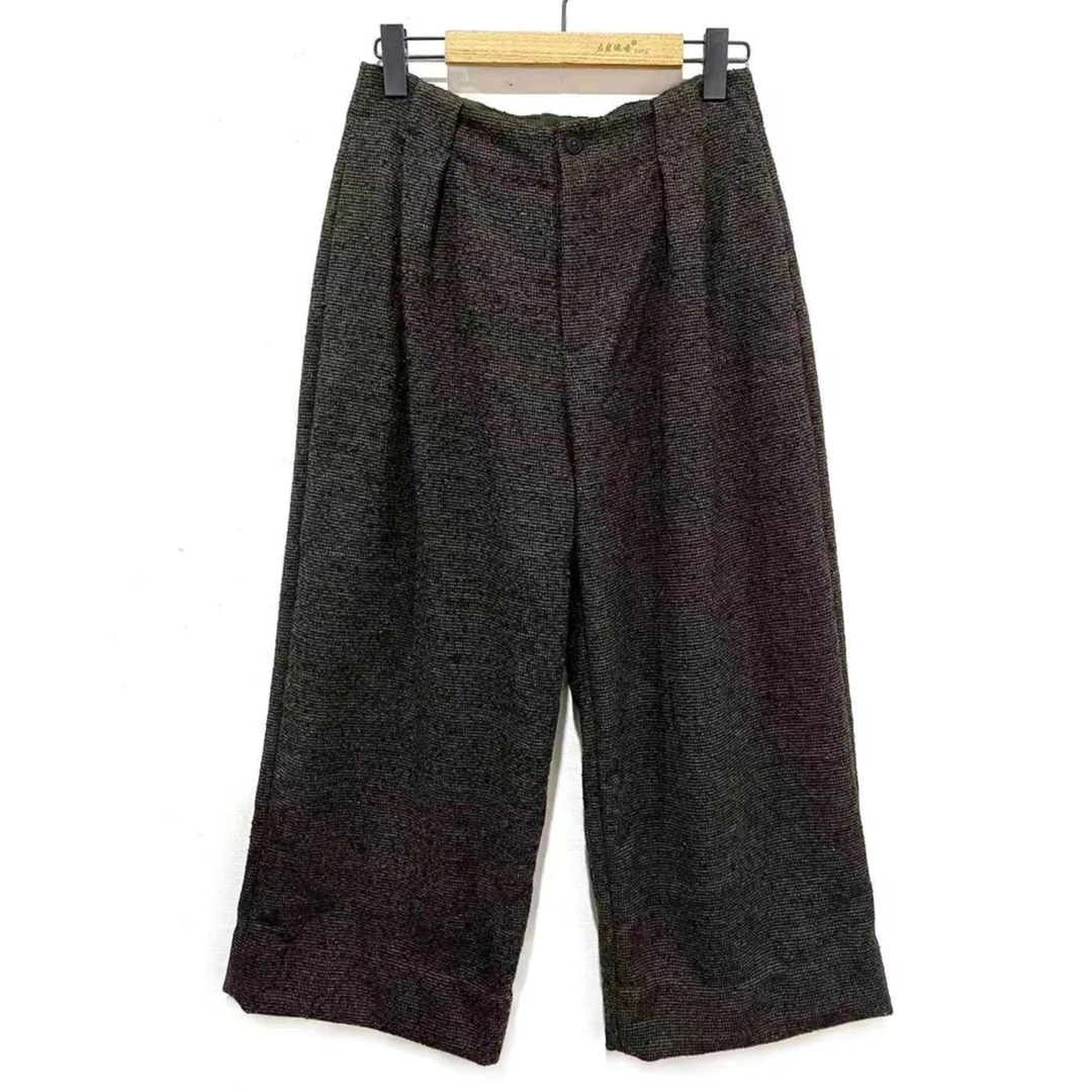 涟香甲左岸迷香长裤3010阔腿裤黑棕秋冬休闲经典时尚高腰宽松复古