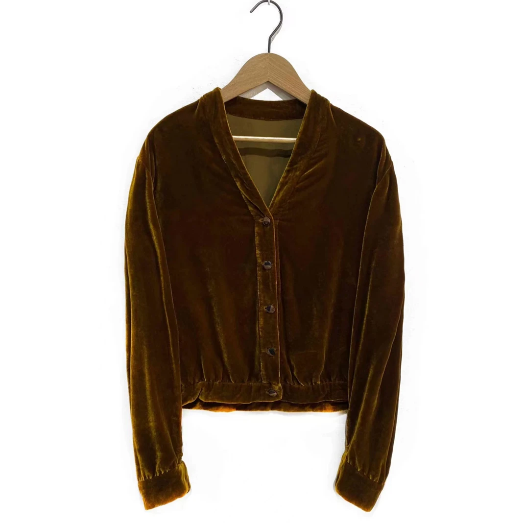 左岸迷香 丝绒上衣 金色1016 外套金丝气质休闲设计桑蚕丝宽松