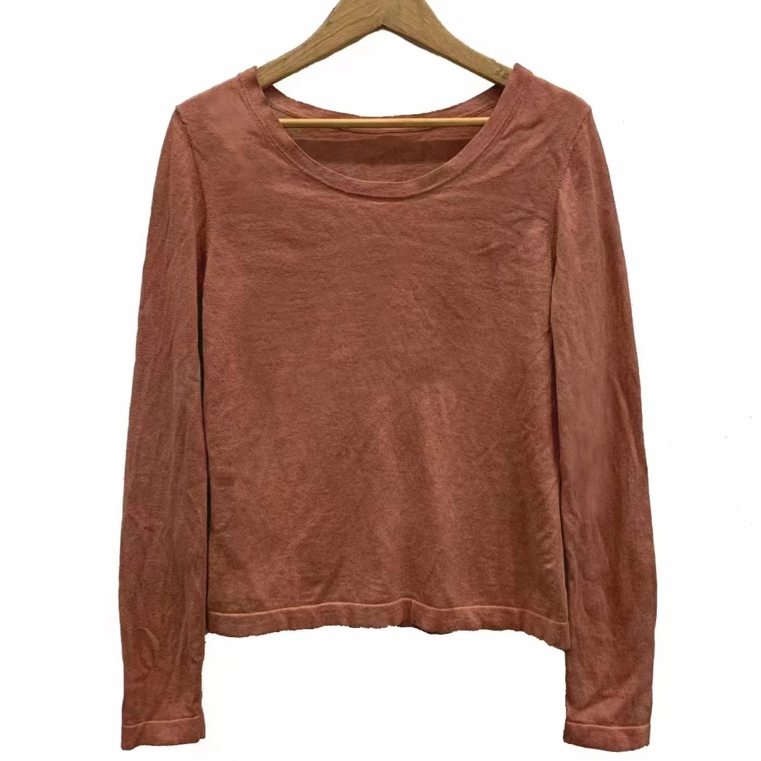 涟香 左岸迷香植物染针织上衣7508-1肉粉色长袖时尚休闲百搭纯色