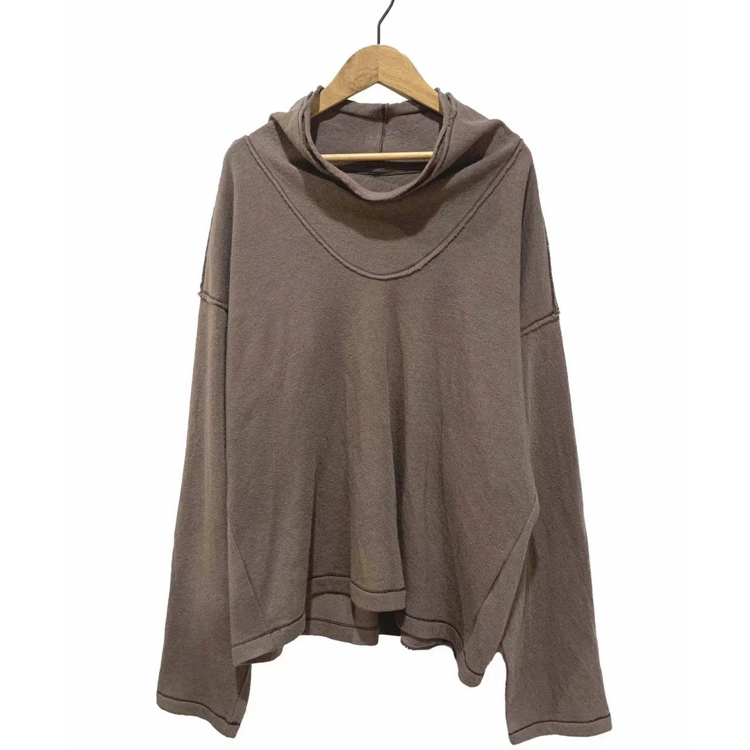 涟香家 左岸迷香圆机T恤上衣4017长袖运动休闲百搭宽松纯色套头