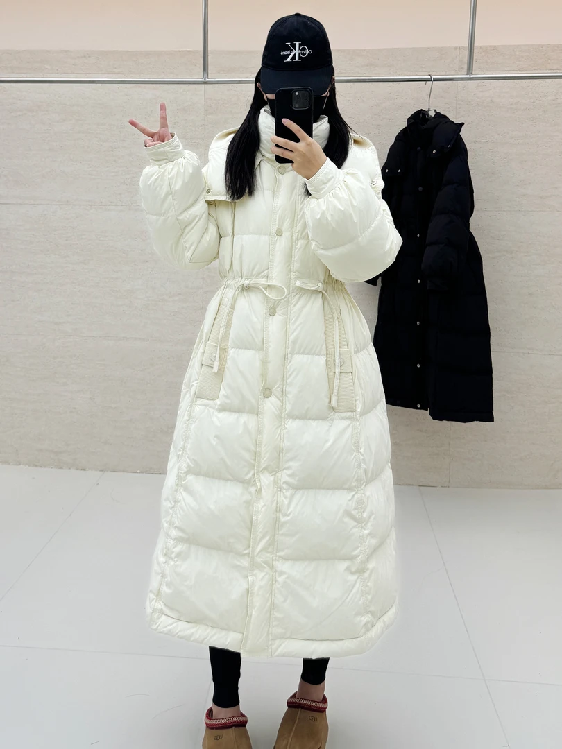【24新款收腰】高端时尚显瘦长款立领冬季羽绒服外套女百搭2412081