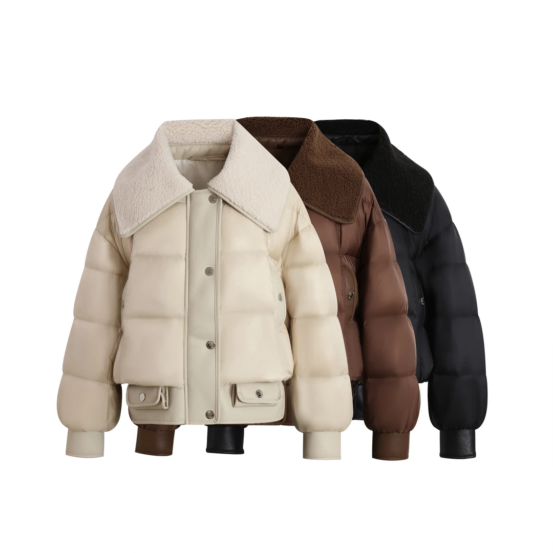 【风起雅丹】新款大翻领时尚小众设计加厚短款冬季保暖羽绒服外套01