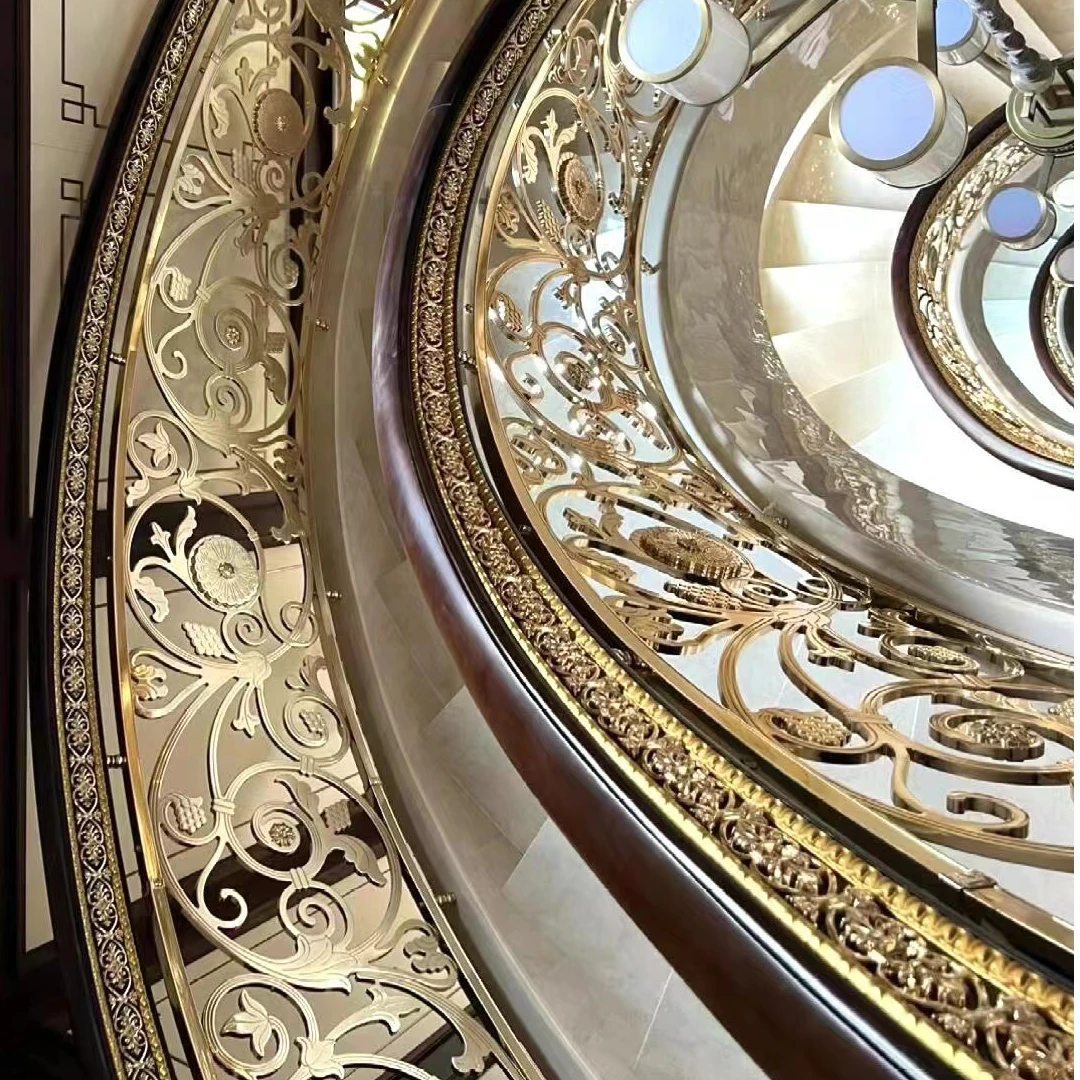 欧式拼花镀金色圆形地心瓷砖适用于别墅豪宅客餐厅玄关