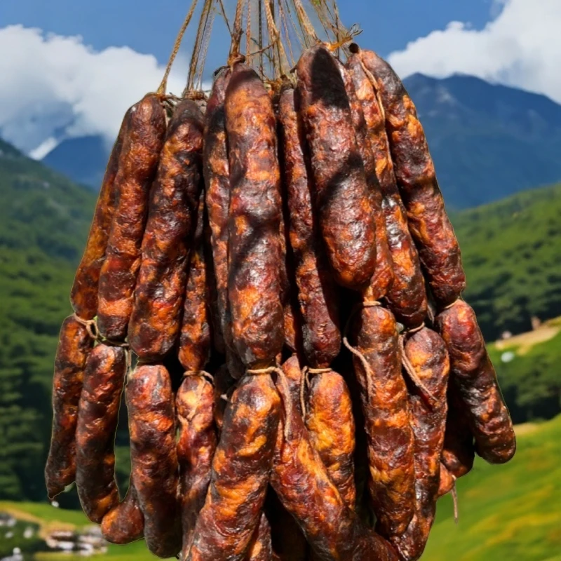 高山土猪腊肉四川北川农家香肠烟熏麻辣原味