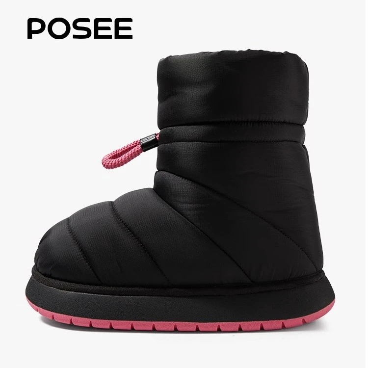 POSEE游月高帮厚底加绒棉鞋防滑保暖秋冬雪地靴户外加厚