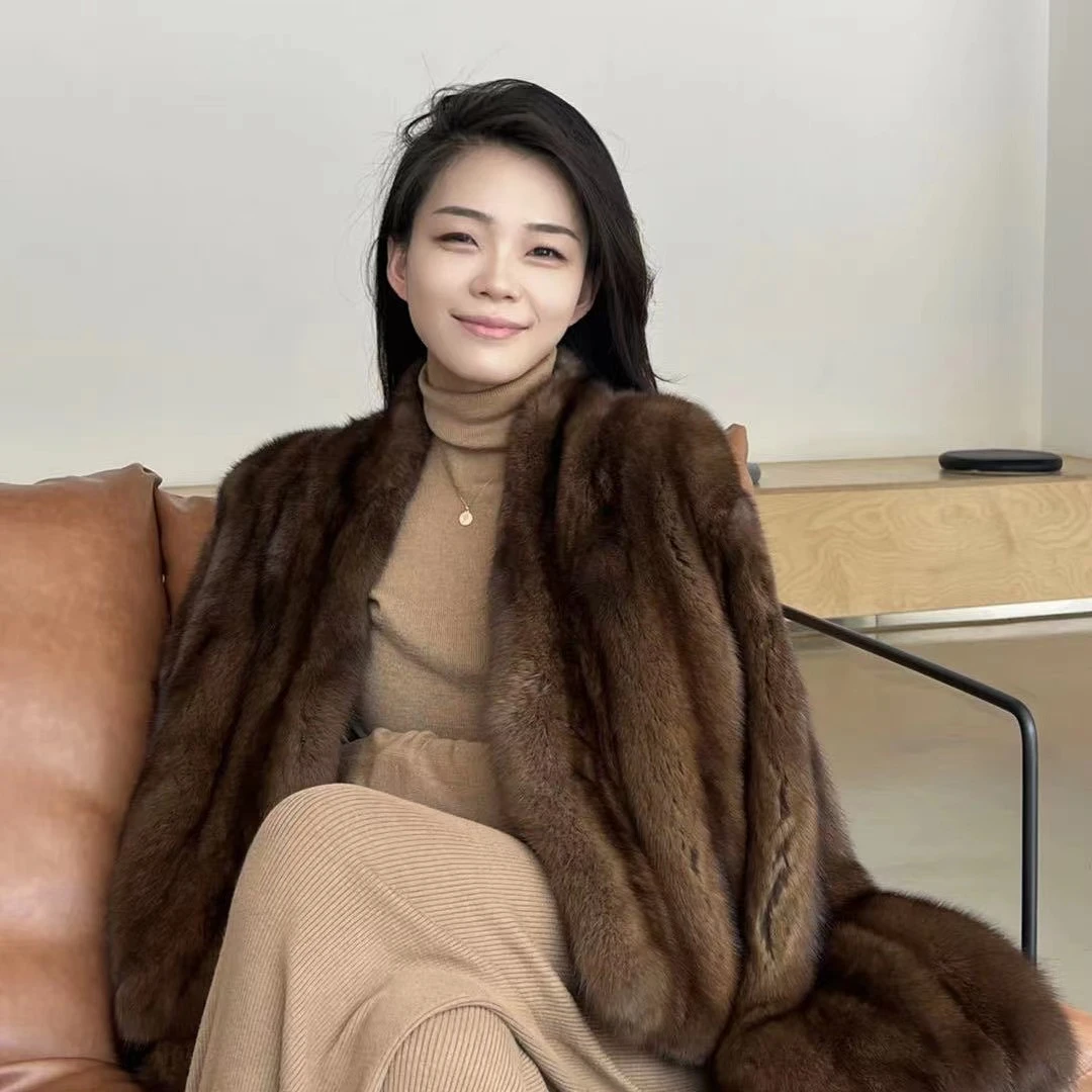 【YINGMOMO】影哥「午夜巴黎」紫貂皮草秋冬新款女士整貂皮草 F2553