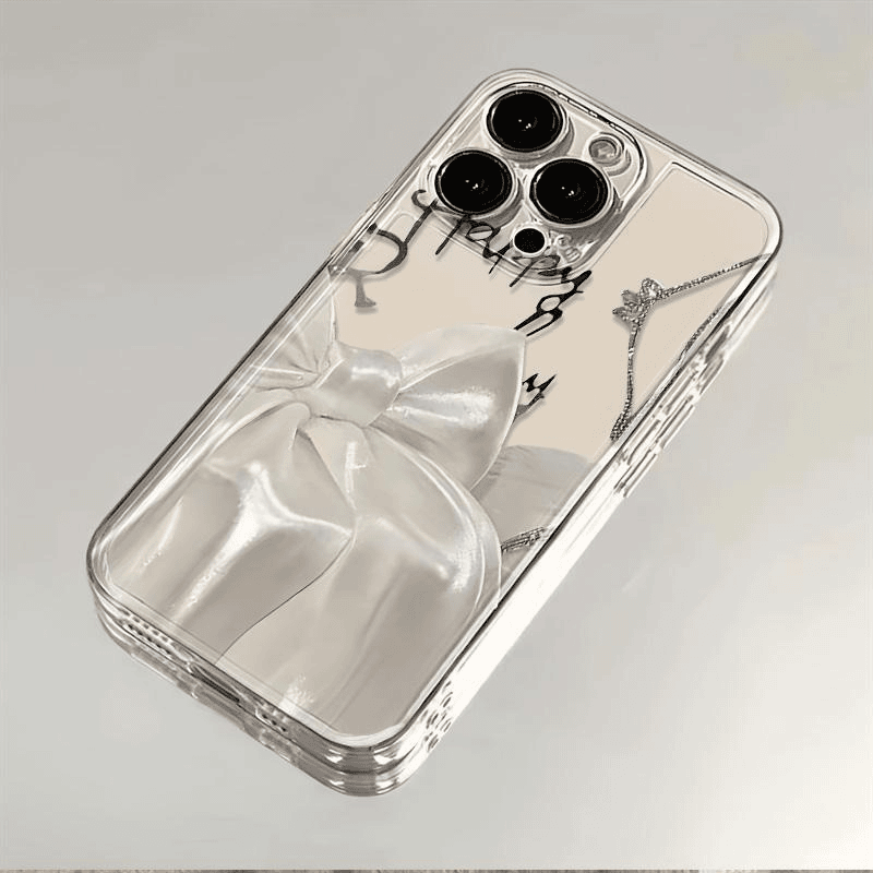 ins风蝴蝶结phone15苹果手机壳14promax硅胶软壳简约学生党电镀壳
