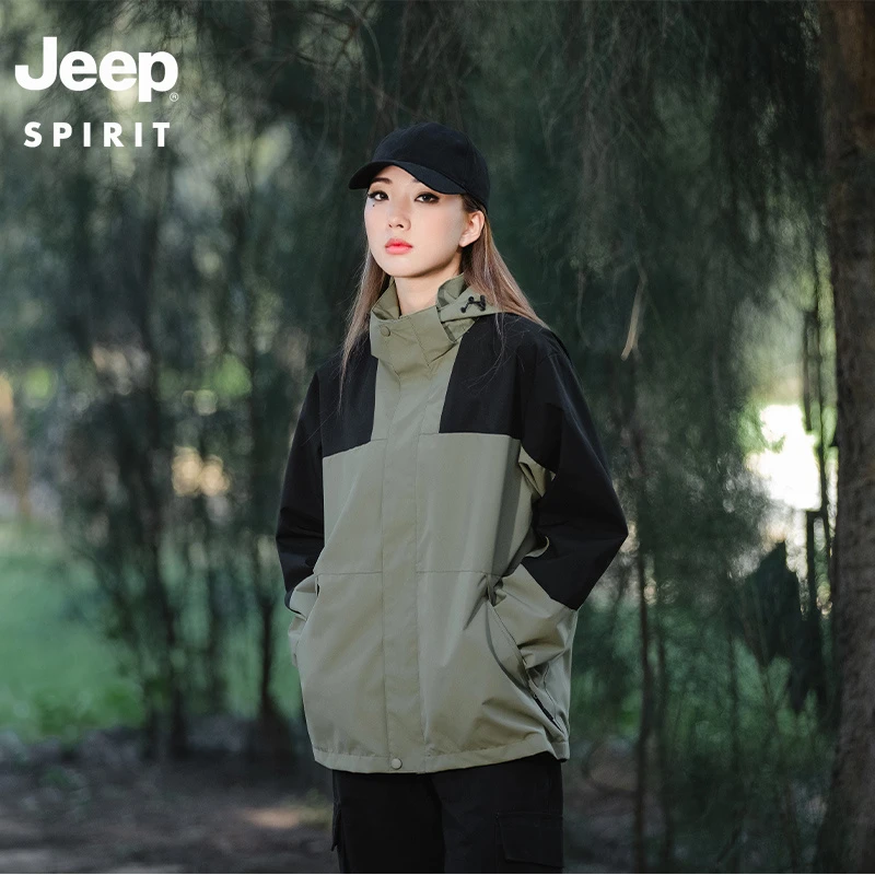 Jeep吉普冲锋衣春秋新款休闲运动外套户外薄款登山服情侣款风衣