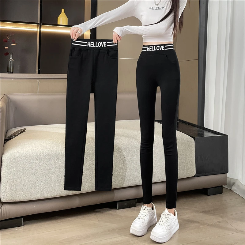 黑色打底裤女春秋款外穿魔术裤子2025新款高腰显瘦紧身铅笔小脚裤