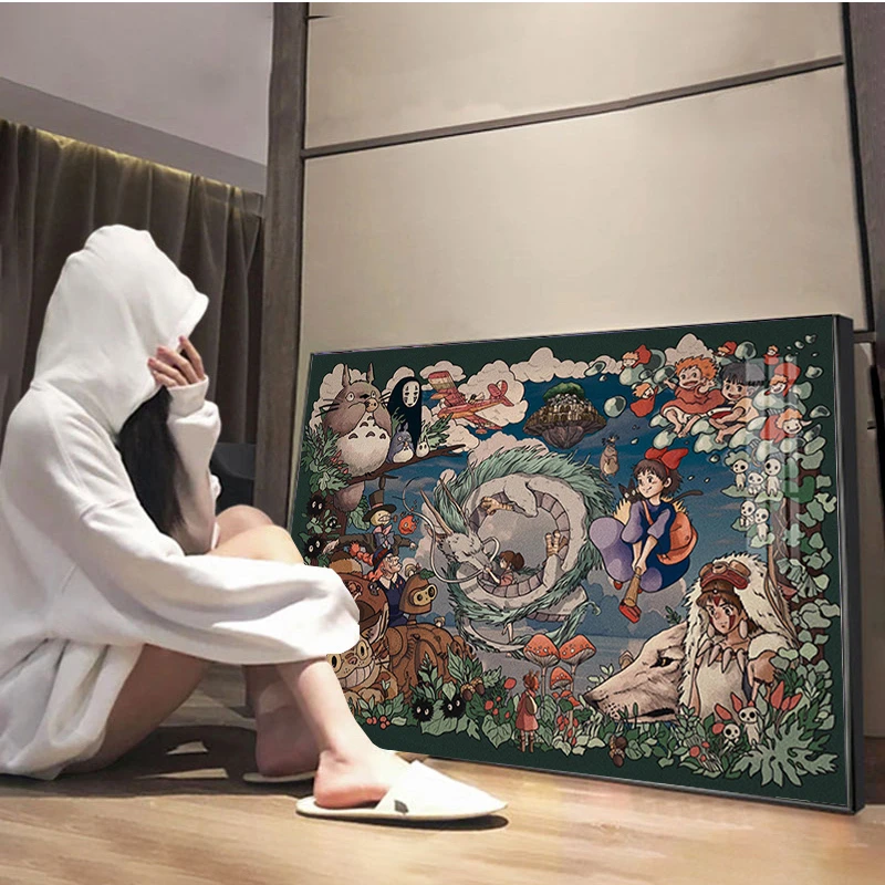 宫崎骏拼图全家福治愈系大人解压动漫千与千寻龙猫成人儿童带相框