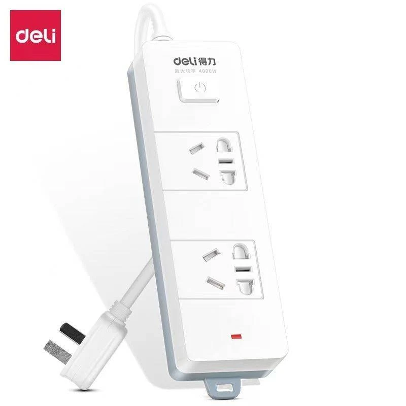 得力 16A大功率插座 4000W空调插座1.8米_PE袋装(白)(个)