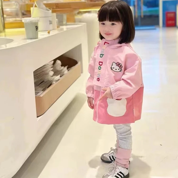 女宝2024冬季新款加绒加厚重工刺绣冲锋衣外套卡通女宝加厚外套