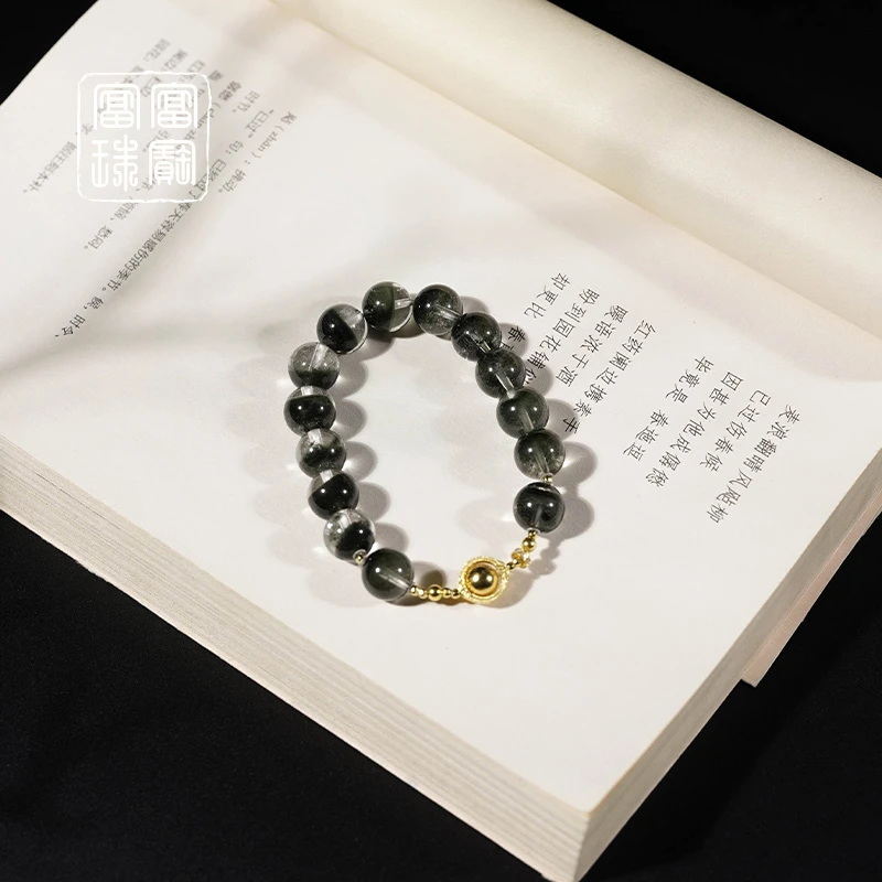 【聚宝盆】绿幽灵 水晶18k金时尚手串（天然珠宝多样性发）