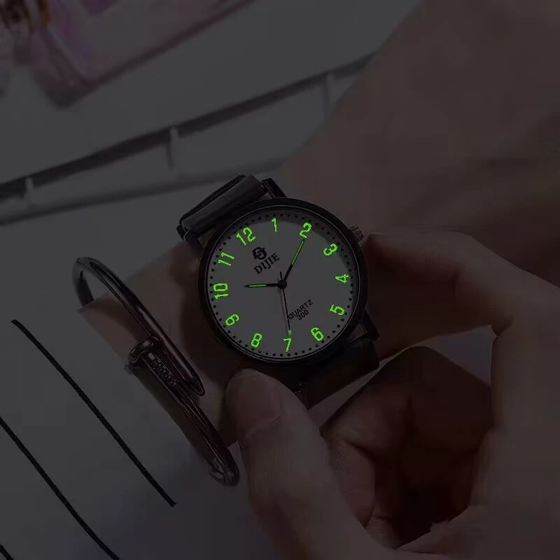 时尚学生考试百搭石英手表ins简约学霸手表男女情侣潮流夜光手表