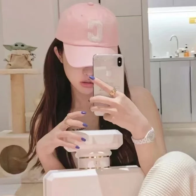 全新未使用 Celine/思琳 粉色字母logo棒球帽/M码