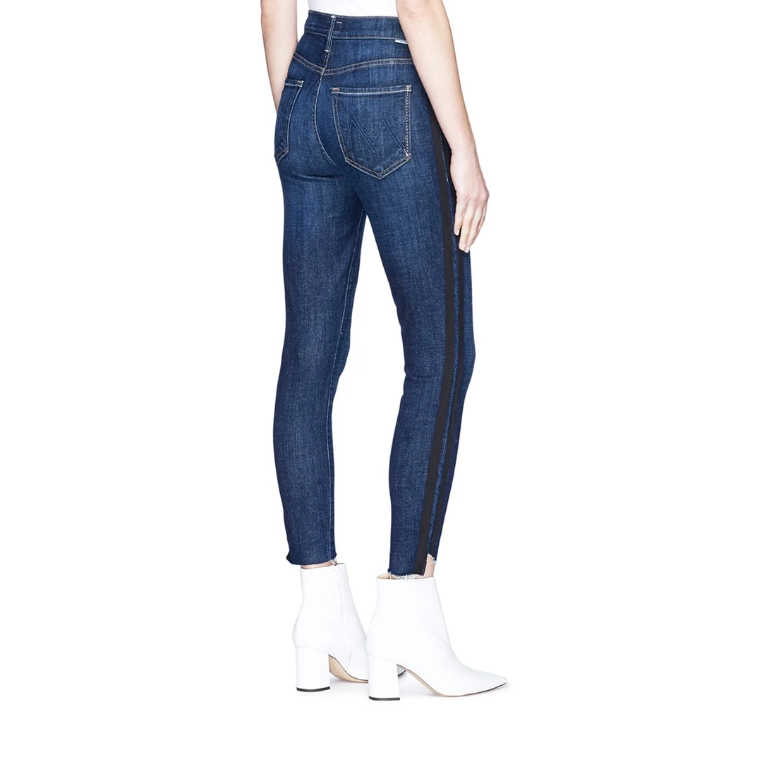 全新未使用  MOTHER/深蓝条纹拼接牛仔裤/多码