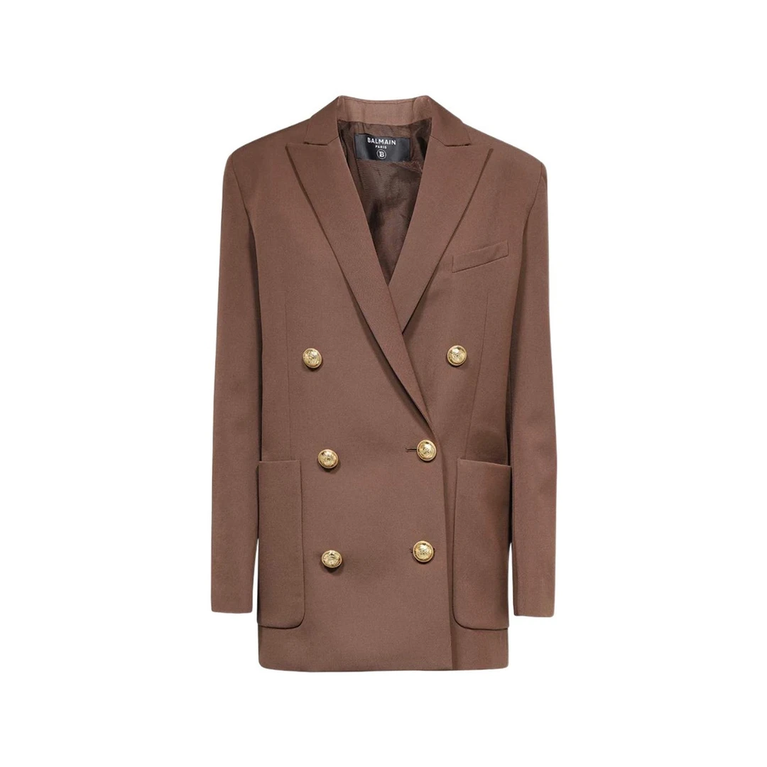 全新未使用  Balmain/羊毛双排扣西装外套/34码