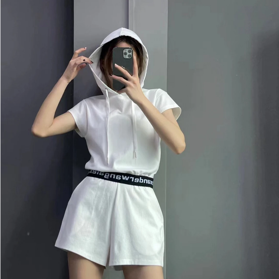 全新未使用 Alexander Wang/徽标装饰弹力松紧短裤/M码