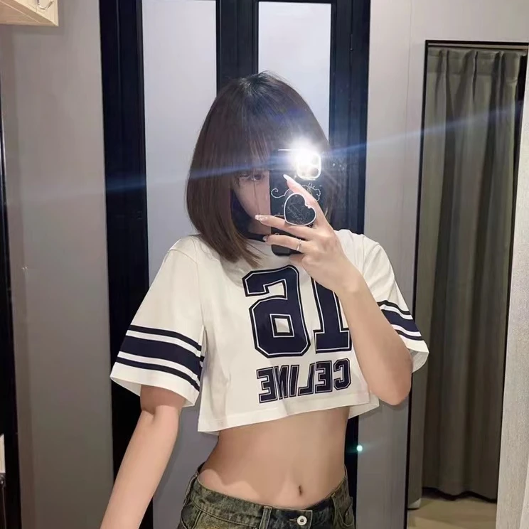 未使用 Celine/思琳 撞色数字字母印花圆领短袖T恤