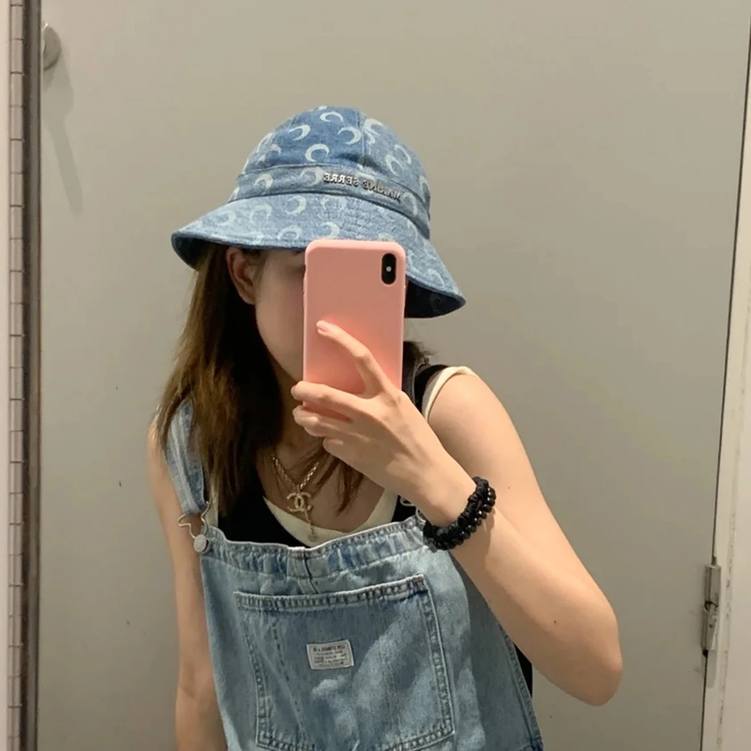 全新未使用  Marine Serre/新月图案印花牛仔帽子/S M码