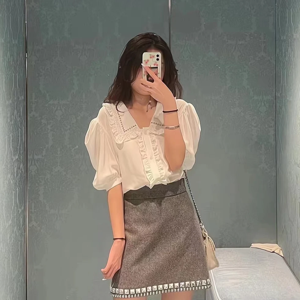 全新未使用 MIU MIU/缪缪 纽扣衬衫/公价8000/40码